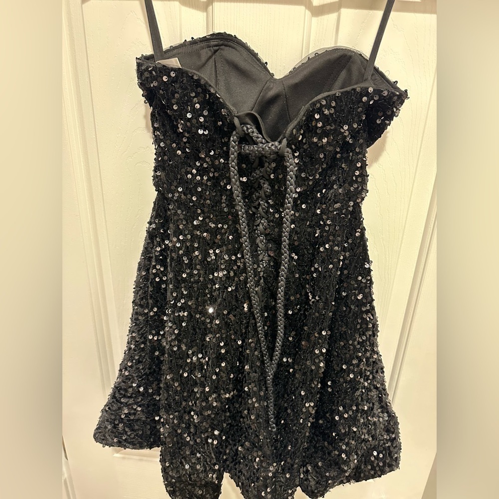 Witness of Love Black Sequin Strapless Dress Size 4 - Picture 10 of 10